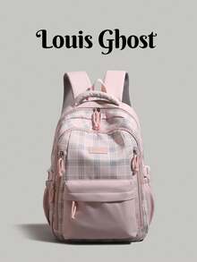 New Multifunctional Plaid Backpack Large Capacity School Bag Laptop Bag. Spacious Main Compartment, Can Accommodate Laptop; Internal Multi-Layer Compartments + External Dual Side Pockets + Front Zipper Pocket, Organized Storage, Convenient Access. Suitable For Students Attending Classes, Commuting, Daily Work Travel, Weekend Short Trips, Casual Shopping. - Multicolor - View 12