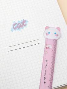 1 buah warna acak/4 buah penggaris kartun hewan peliharaan lucu, seri Furry Town, penggaris lurus 15cm. - D-Beraneka Warna - View 4