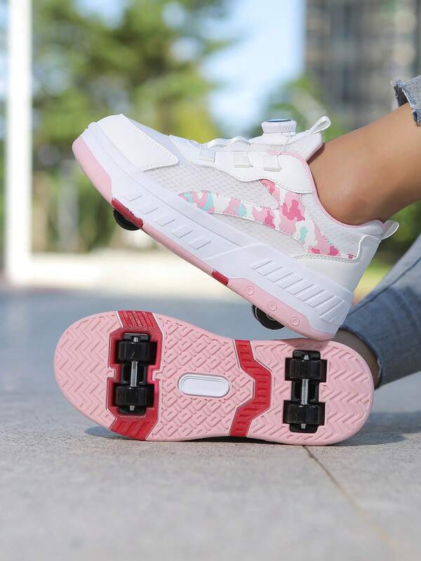 Children's 4-Wheel Detachable Roller Skates, 2-In-1 Inline Skates, Fashion Casual Shoes For Middle & Big Kids, Girls & Boys, Students