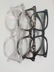 3/1 Women's Lightweight Rimless Glasses, Square Transparent Lenses, Comfortable Full Face Fit Glasses, Slimming Decorative Glasses For Daily Wear, Lightweight / Full Fit / Visual Slimming Effect, Holiday Queue Mask Decorative Glasses, Fashion Black/Tortoiseshell/Transparent Frames, Halloween/Christmas/Valentine's Day Holiday Gift, Costume Prop Accessory - View 11