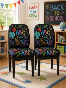 Funda Protectora para Silla Estampado ABC, decoración aula y oficina - Multicolor - Ver 3