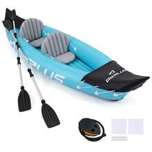 10.5 FT Inflatable Kayak 2 Person With Aluminum Paddles Fin Seats And Foot Pump - Default Title - View 11
