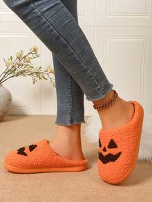 Women's Autumn/Winter European & American Unisex Halloween Winter Warm Orange Fur Slippers - Burnt Orange - View 4