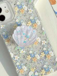 1pc Sequin Iridescent Shell Phone Grip, Acrylic Creative Cute Highly Attractive Ins Style, Telescopic Push-Pull Comfortable Desktop Stand, Back Sticker + Stand 2-In-1 Use, Beautiful And Practical, Perfect For Selfie And Video, No Residue Adhesive, Compatible With Different Color Phone Cases, Suitable For Almost All Phones, Including All Mobile Phone Models Of Other Series Such As Android/Apple 17/16/15 Series And So On - Multicolor - View 9