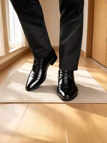 New Men's Business Formal Shoes, Plus Size Fashion Wedding Banquet Office Shoes - Black - View 4