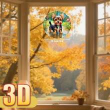 3D 1件裝「小狗在花叢中玩耍」10英吋/360° DIY創意風轉飾品,適合掛在戶外花園、露台、庭院、門廊、走廊及其他戶外場所(不含吊繩),隨機款式 - 多色 - 查看 10