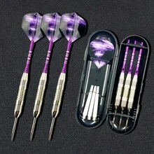 3件/組 銀色與紫色專業飛鏢，飛鏢套組，不鏽鋼針 23g 飛鏢 - 銀色 - 查看 1