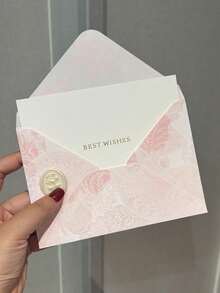 1/5 Set European Style Gold Foil Envelopes With Gold Foil Greeting Cards And Wax Seal Stickers, Glitter Embossed Floral Pattern Letter Paper Invitation Cards For Romantic Wedding Party, Wax Seal Set - Language Of Flowers - View 4