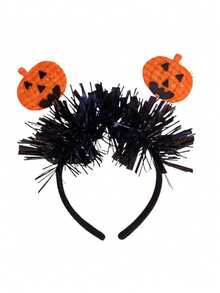 1 Pack Halloween Tinsel Headband Pumpkin Bat Spider Party Costume Headwear Funny Hair Hoop - Multicolor - View 6