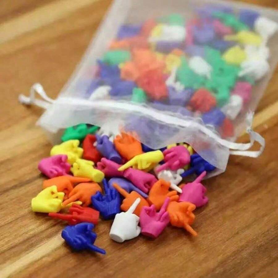 10/20pcs 3D Printed Mini , Funny Plastic "F-U" Gesture, Bright Colors Or Mixed Pack, Novelty Prank Gift Office Decor