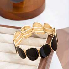 1pc Black Minimalist Chic Bracelet, Unique Design Elegant Cuff Bracelet For Women, Suitable For Daily Wear & Gift - Bracelet - View 5
