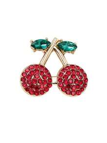 1pc Exquisite Small Cherry Brooch, Fashion Creative Premium Versatile Clothing Accessory Pin Corsage - Red - View 7