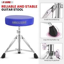 5 CORE 5Core Drum Throne Adjustable Guitar Stool Padded Seat + Drum Practice Pad Snare Drumming Stand - Blue - View 3