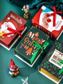 1 Set Christmas And Thanksgiving Book-Shaped Gift Box, Santa Claus Holiday Gift Box, Christmas Eve Gift, Party Gift Exchange, Jewelry Storage, Suitable For Gifting And Personal Use, Christmas Gift Packaging Box - Multicolor - View 9