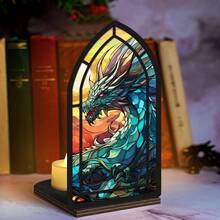 2D Flat Style, 1pc Dragon Shaped Bookend Decor - Gothic Library Sign, With Dragon And Book Spine Design, Suitable As Christmas, Valentine's Day, Thanksgiving Gift For Readers And Fantasy Book Fans, Also As Library Or Desk Decoration (Candle Not Included) - A - View 3