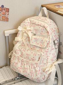 Women's Minimalist Large Capacity Backpack, Suitable For Back To School And Travel - Pink - View 2