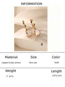 2pcs/set Cubic Zirconia Decor drop Earrings - Green - View 8