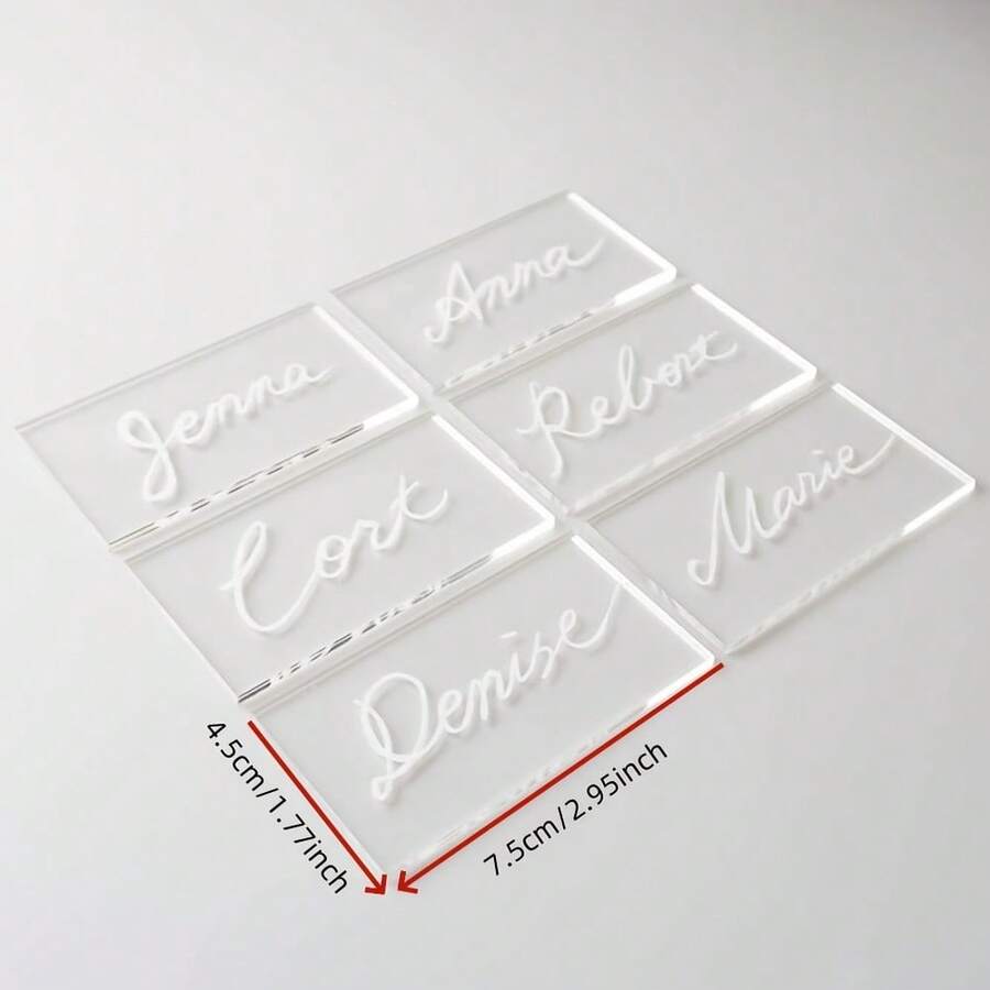 50 thẻ tên chỗ ngồi acrylic trong suốt, phù hợp cho đám cưới, tiệc chiêu đãi và lễ đón khách - thẻ số bàn trống có tên và số, thẻ hướng dẫn thư pháp thanh lịch, trang trí chỗ ngồi đám cưới, DIY viết tay thư pháp - Thẻ chỗ ngồi bằng acrylic trong suốt (50 thẻ) - Xem 1