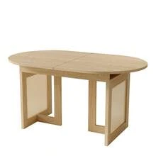 Extendable Dining Table 120/160 * 80, Suitable For 6-8 People, Dining Table With Rounded Corners, Thickened Tabletop, Simple Style Extendable Dining Table, Rattan Table Legs, Oak Color. - Oak + MDF - View 7