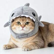 1pc Soft Plush Funny Shark Shaped Pet Headwear, Suitable For Dogs And Cats. Adjustable, Cute Accessory, Perfect For Daily Wear, Photos, Parties And Holiday Pet Decoration. - Multicolor - View 5