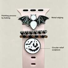 1 set decorazione Ognissanti con pipistrelli in diamante, cinturino decorativo per smartwatch con motivo a pipistrelli, adatto per cinturini di misura 38mm 40mm 41mm 42mm 44mm 45mm, confezione regalo speciale Ognissanti (escluso cinturino dell orologio) - Tagli Unica - Visualizzare 4