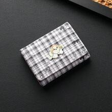 卡通短夾女款三折小錢包 狗狗短夾 卡夾零錢包 便攜格紋小錢包 - 彩色 - 查看 7