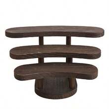 1pc Vintage Carbonized Wooden 3-Tier Desktop Storage Rack, Vertical Shelf, Jewelry Display Stand, Wooden Tray Holder, Wooden Tray, Cosmetics Perfume Accessories Display Rack, Tea Ceremony Storage Rack, Suitable For Restaurant, Kitchen, Hotel, Home Storage - View 13