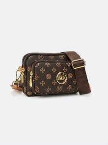 New Fashion Classic Versatile Solid Color PU Waterproof Fabric Rhombus Design Vintage Metal Decor Square Shoulder Bag - Coffee - View 10