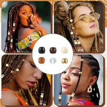 60pcs Assorted Colorful Wooden Beads Acrylic Beads For Handmade DIY Hair Accessories Dreadlocks - Multicolor - View 4