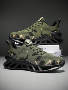 Luxury Women's Camouflage Athletic Sneakers, Premium Shock-Absorbing Blade Sole Shoes, Comfortable Supportive Footwear For All-Day Wear - Green - View 8