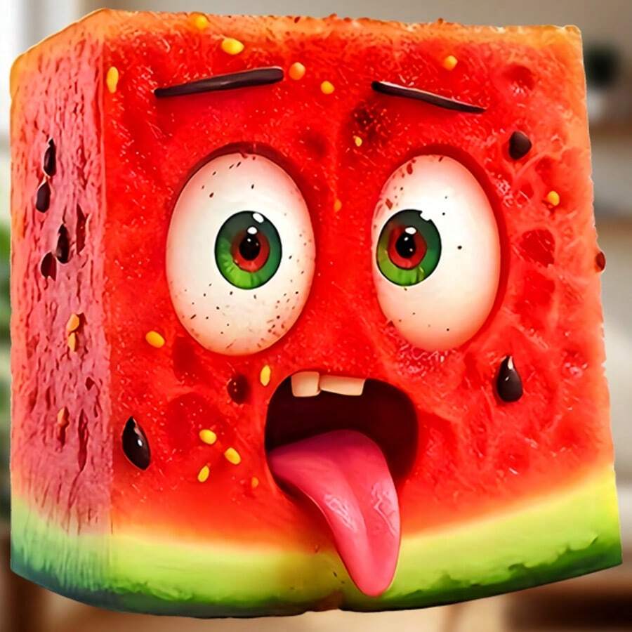 Watermelon Square Juicy Red Rind With A Playful Wink Magnet Where The Summer Holds Its Sweetest Laugh In Every Bite Keepsake For All Metal Surfaces Throughout The Home - C - View 1