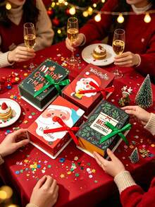 1 Set Christmas And Thanksgiving Book-Shaped Gift Box, Santa Claus Holiday Gift Box, Christmas Eve Gift, Party Gift Exchange, Jewelry Storage, Suitable For Gifting And Personal Use, Christmas Gift Packaging Box - Multicolor - View 1