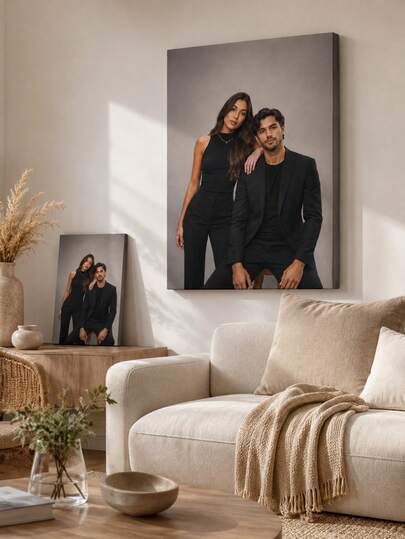 Seni Dinding Kanvas Berbingkai yang Dapat Disesuaikan - Potret Keluarga dan Foto Aksi yang Dipersonalisasi, Cocok untuk Dekorasi Ruang Tamu, Kamar Tidur, atau Kantor Rumah, Aksen Ruangan yang Hangat, Lukisan Reproduksi Berkualitas, Seni Gantung Kanvas Berbingkai
