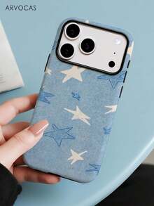 Casing Ponsel PC+TPU 2-in-1 Motif Langit Berbintang Biru & Putih, Kompatibel dengan iPhone 11-17 Pro/ProMax/Air dan Galaxy S26/S25, Casing Ponsel Serasi, Hadiah, Pelindung Ponsel - Magnetik Matte - View 5