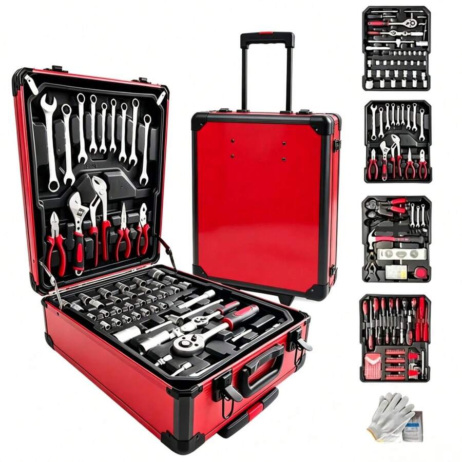 115/46pcs Professional Car Repair Tool Set: Portable Durable And Easy-To-Use Ratchet Wrench Set - Suitable For Car, Boat, Motorcycle Repair, Home Industrial Repair - Includes Carrying Case - View 1