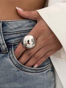 1pc Exaggerated Half-Circle Smooth Surface Ring, Niche High-End Style Jewelry Ring - Half-circle Ring - View 9