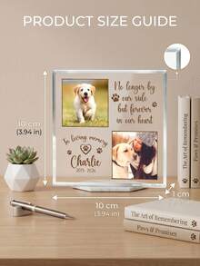 1pc Customized Pet Memorial Acrylic Plaque, Personalized Dog Photo & Text Keepsake, Forever In Heart Pet Loss Gift, Paw Print Decor Acrylic Sign, Gift For Pet Owners, Memorial Gift For Pet Lovers, Home Decor Desktop Display - Multicolor - View 3