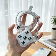 Bowknot Pattern Data Cable Protector Compatible With Apple 40W Fast Charger, Minimalist Anti-Breakage, Gift Essential, Premium Feel, Extends Cable Lifespan, Anti-Pet Bite, Suitable For Boyfriend/Girlfriend/Best Friend - Multicolor - View 1