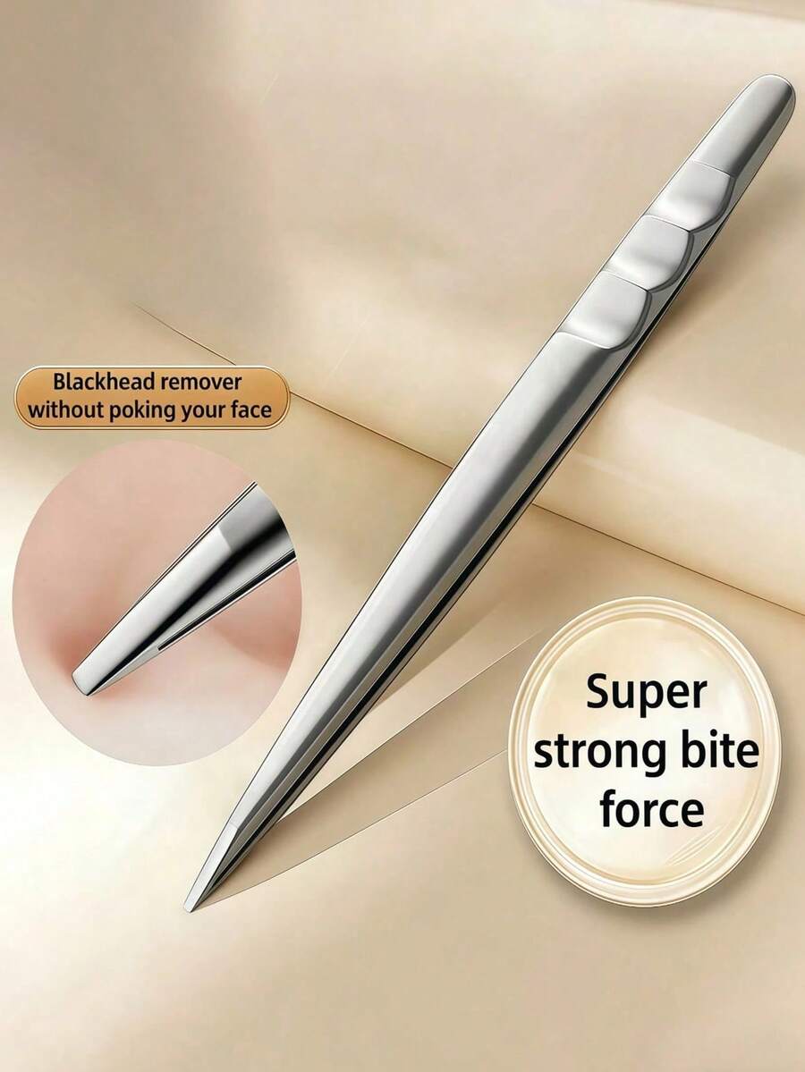 1pc Stainless Steel Eyebrow Tweezers, Wavy Design, High Quality Hair Removal & Eyelash Extension Tool (Makeup Accessory) - View 1
