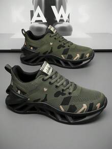 Luxury Women's Camouflage Athletic Sneakers, Premium Shock-Absorbing Blade Sole Shoes, Comfortable Supportive Footwear For All-Day Wear - Green - View 3