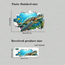 3D海龟墙贴，可移除乙烯基墙贴，带有水下海洋鱼类图案，适用于儿童卧室、浴室、婴儿房 - 多色 - 查看 6