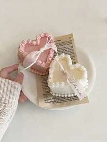 1 Heart-Shaped Silicone Mold, Reusable 3D Cream Cake Shaped Candle Mold, Gypsum Silicone Mold, Commemorative Candle Mold, Resin Mold. Suitable For Making Handmade Soap, Plaster, And Candles. Suitable For Occasions Such As Christmas And Birthdays. - White - View 9