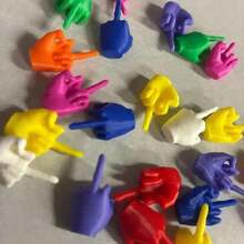 10/20pcs 3D Printed Mini , Funny Plastic "F-U" Gesture, Bright Colors Or Mixed Pack, Novelty Prank Gift Office Decor - Multicolor - View 4