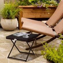 Outsunny Folding Rattan Garden Coffee Table, Small Square Outdoor Bistro Side Table With Rattan Top For Patio, Balcony, Porch, 40 X 40 X 40 Cm, Brown - T0001-01-4101 - View 11