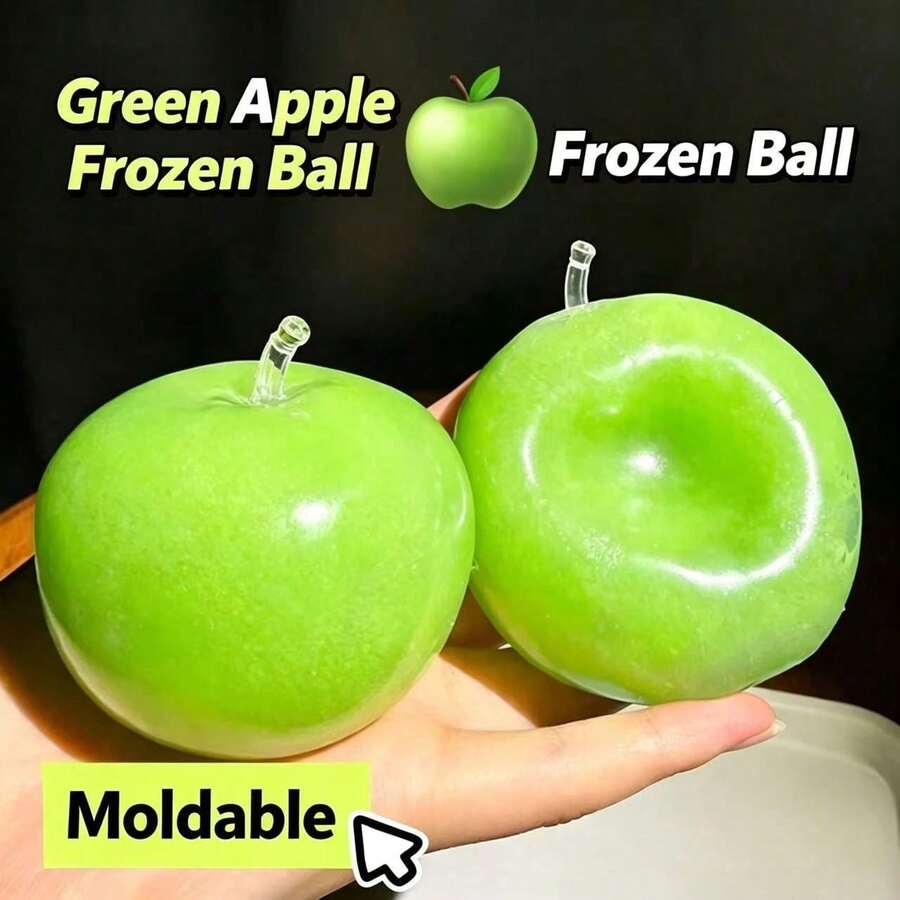 1 Peça Brinquedo de Alívio de Estresse de Maçã Verde com Sorvete, Brinquedo Maleável para Apertar, Brinquedo de Apertar de Maçã de Chá Verde com Maltose, Halloween/Natal/Volta às Aulas - Multicolorido - Visão 1