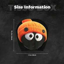 2pcs Orange Knitted Cartoon Big Eyes Funny Print Car Headrest Covers, No Filling, Easy To Install And Clean, Universal Size, Suitable For All Car Models, Ideal For Long Trips And Road Trips. - Multicolor - View 3
