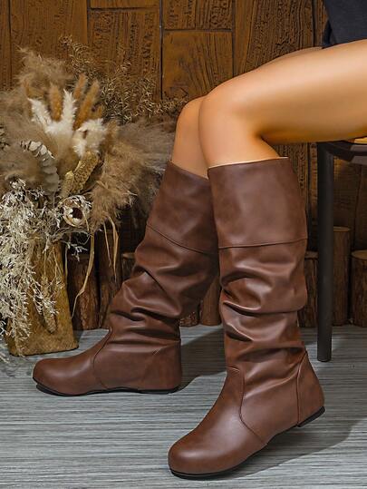 Autumn New Maillard Style Women's Boots Fashion Plus Size Brown Sexy High-Top Boots Knee-High Boots