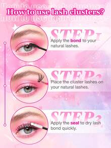 4-In-1 False Eyelash Set, Includes Tweezers And Eyelash Brush, Suitable For Beginners DIY Multiple Eye Makeup, Segmented Eyelash Clusters, Large Capacity, Applicable For Daily/Cartoon/Cosplay/Cat Eye/Fox Eye Makeup - D+ - View 5