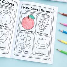 English Spanish Bilingual Children's Enlightenment Practice Book Letters Numbers Words Tracing Coloring Picture Book Back To School Early Education Activity Workbook Teacher Classroom Reward Learning Small Gift - 彩色 - 查看 4