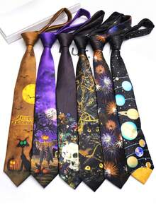 1pc Printed Hand-Tied Tie For Men And Women, Suitable For Casual, Street, Party, Gift - Multicolor - View 1